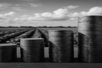 Pilhas de moedas simbolizam os efeitos diretos da produtividade na riqueza e liberdade econômica